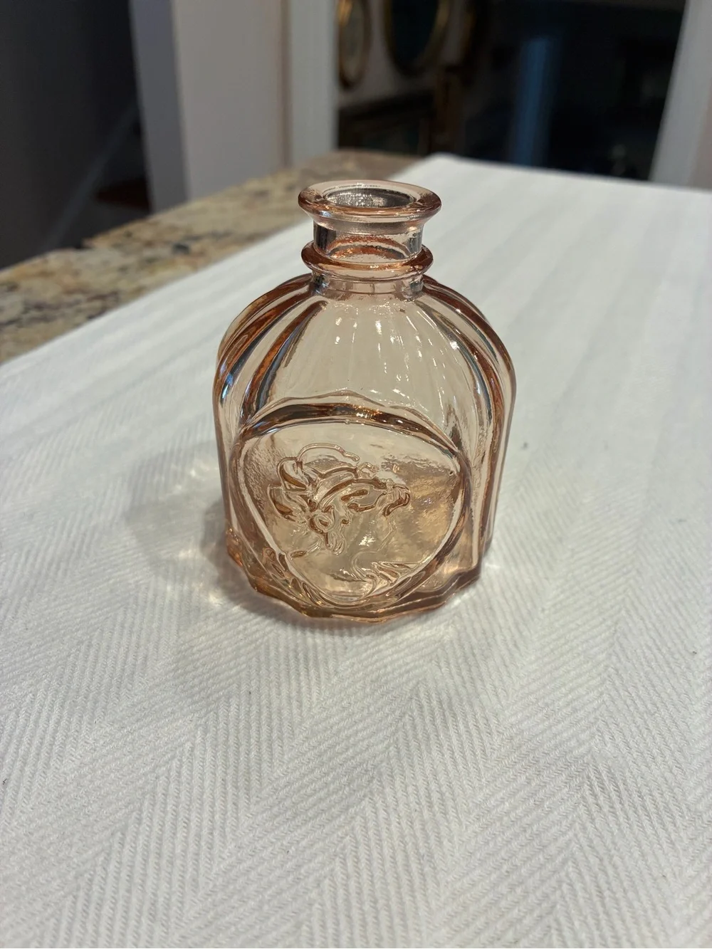 Vintage-Style Pink Glass Decorative Accent Bottle - Unbranded